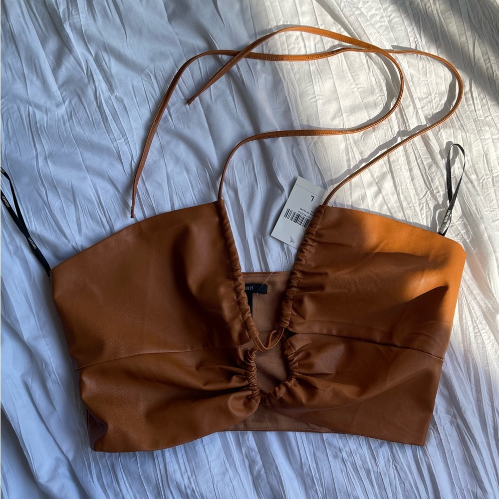 Crop leather top